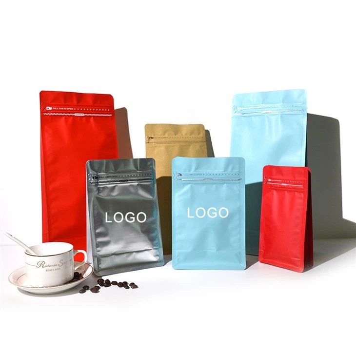 Custom 1/4 Pb 1/2 Pb 1 Pb Food Grade Coffee Bag Flat Bottom Pouch With Valve